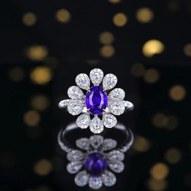 14k Gold 2.53 Ctw Natural Sapphire & Diamond Ring/pendant( Without Chain ): Ref:230970312 // gold content:14k gold // ring size:7. 25us // // main gemstone:sapphire // shape:oval // carat weight:1. 81ct // color:purple // treatment:natural // // adjacent gemstone 2 :