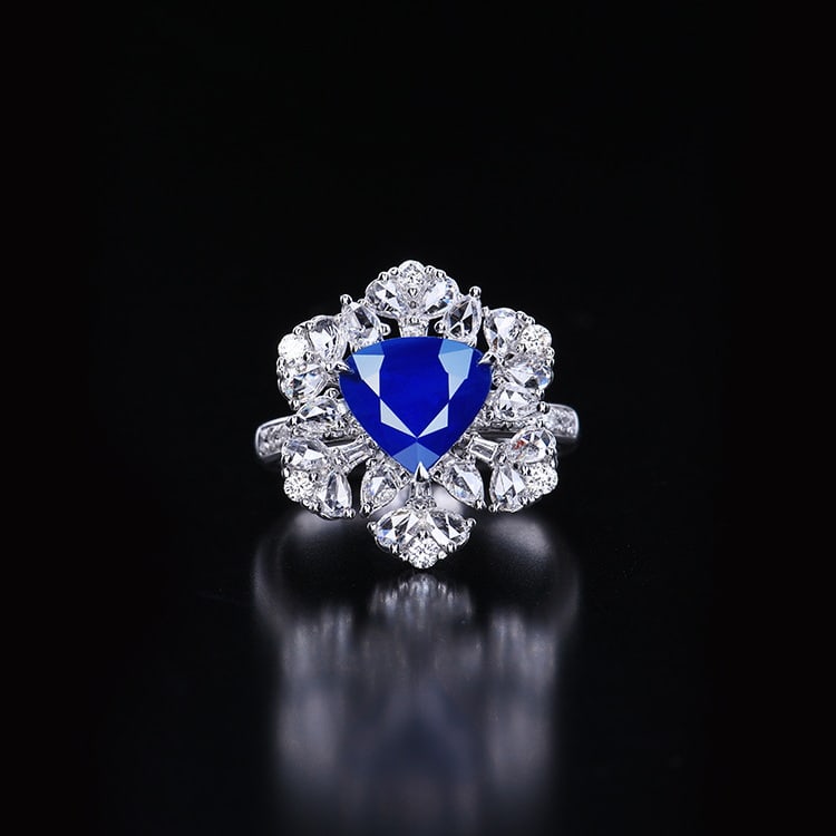 14k Gold 3.39 Ctw Natural Sapphire & Diamond Ring/pendant( Without Chain ): Ref:230970316 // gold content:14k gold // ring size:7. 25us // // main gemstone:sapphire // shape:pear // carat weight:2. 27ct // color:royal blue // treatment:natural // // adjacent gemstone 2 :