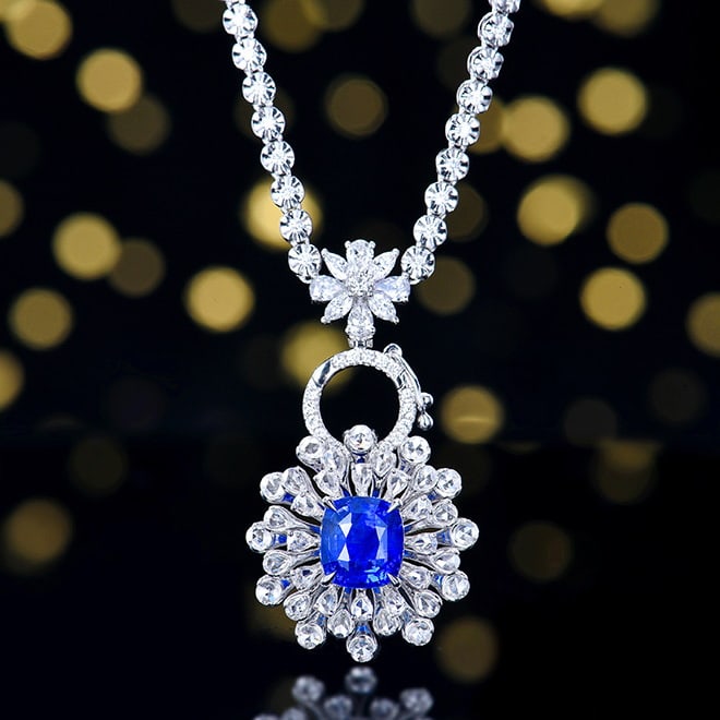 14k Gold 4.21 Ctw Natural Sapphire & Diamond Ring/pendant( Without Chain ): Ref:230970327 // gold content:14k gold // ring size:7. 25us // // main gemstone:sapphire // shape:cushion // carat weight:3. 21ct // color:royal blue // treatment:natural // // adjacent gemstone 2