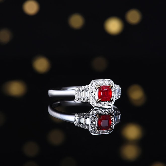 14k Gold 0.62 Ctw Natural Ruby & Diamond Ring - 3