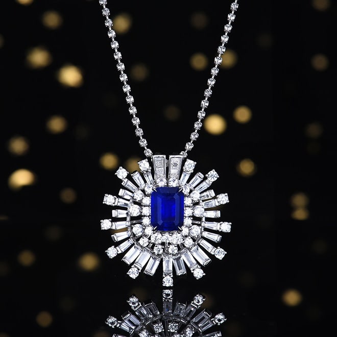 14k Gold 2.67 Ctw Natural Sapphire & Diamond Pendant( Without Chain ): Ref:230970343 // gold content:14k gold // main gemstone:sapphire // shape:octagonal // carat weight:2. 51ct // color:royal blue // treatment:natural // // adjacent gemstone 2 : diamond // number of
