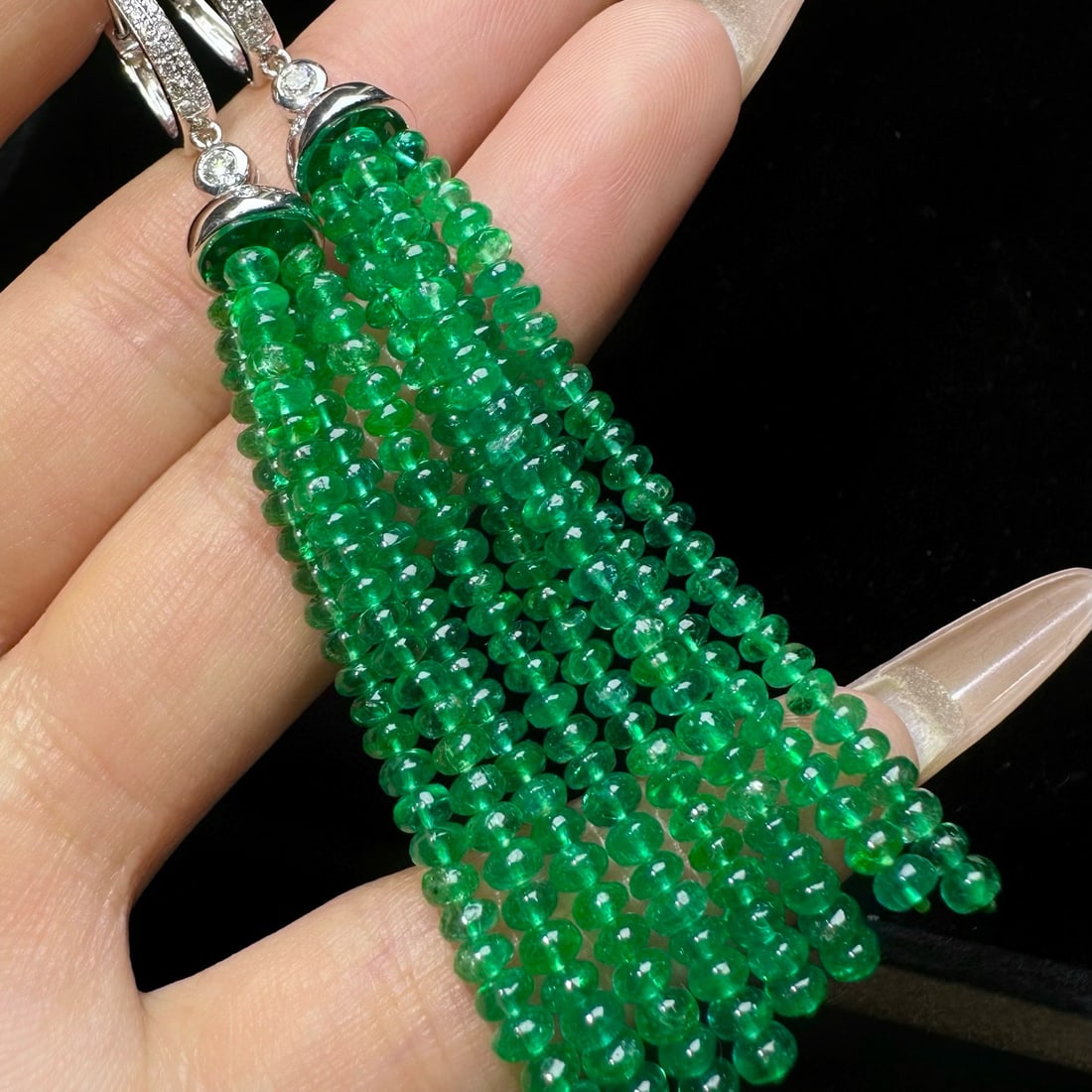 14k Gold 33.35 Ct Natural Emerald & Diamond Earrings - 3