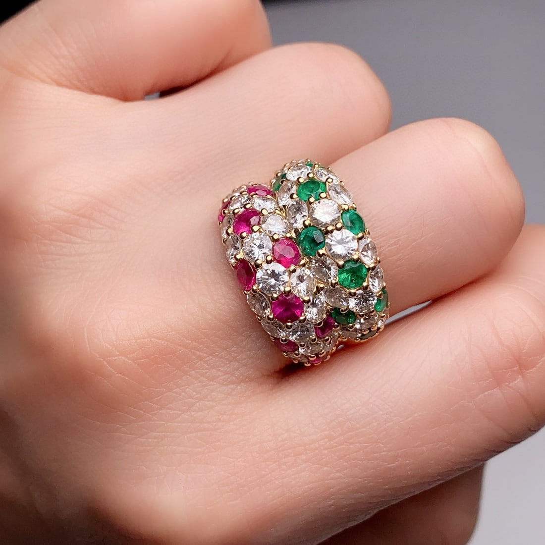 14k Gold 2.12 Ctw Natural Emerald & Ruby Ring - 2