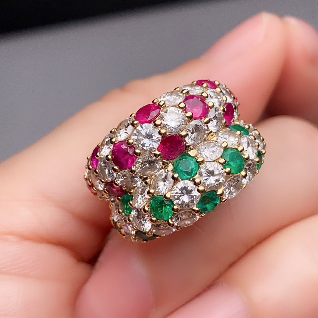 14k Gold 2.12 Ctw Natural Emerald & Ruby Ring - 3