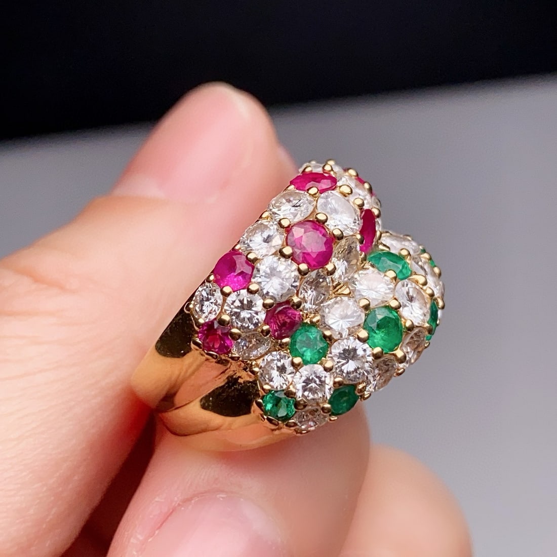 14k Gold 2.12 Ctw Natural Emerald & Ruby Ring - 4