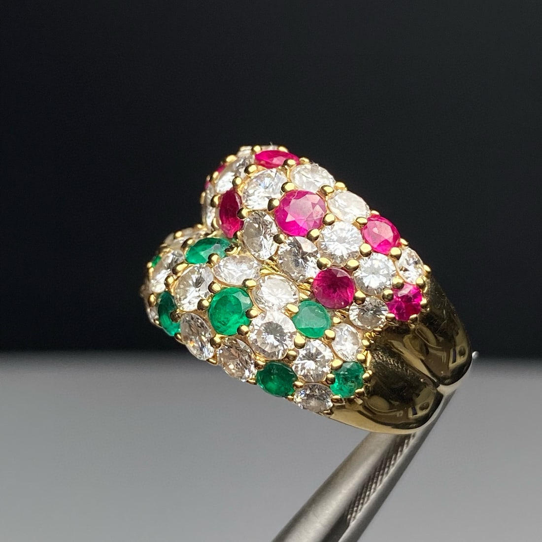 14k Gold 2.12 Ctw Natural Emerald & Ruby Ring - 5