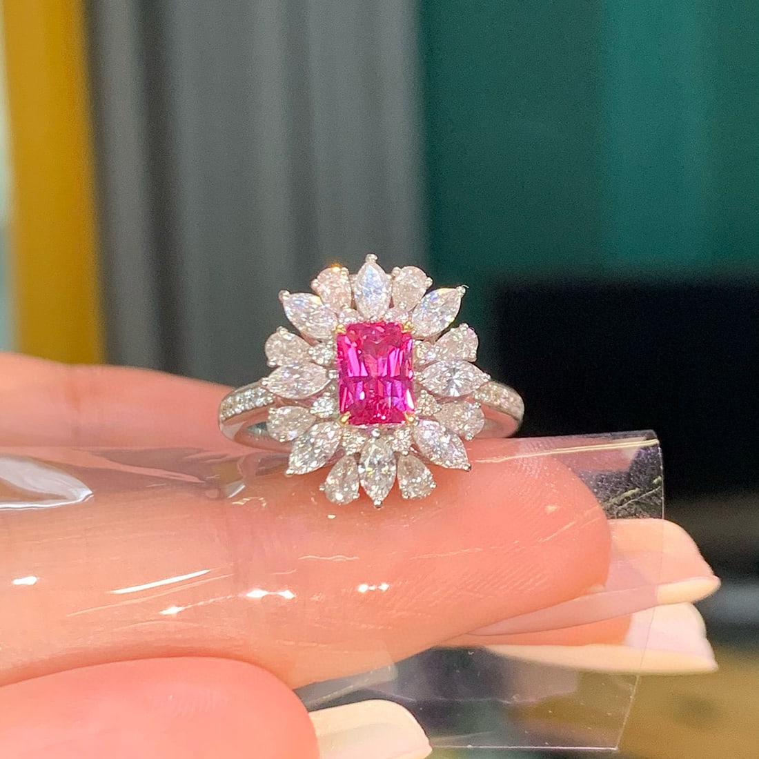 14k Gold 2.41 Ctw Natural Sapphire & Diamond Ring/pendant( Without Chain ): Ref:230970379 // gold content:14k gold // ring size:7. 25us // // main gemstone:sapphire // shape:octagonal // carat weight:1. 04ct // color:pink // treatment:natural // // adjacent gemstone 2 :