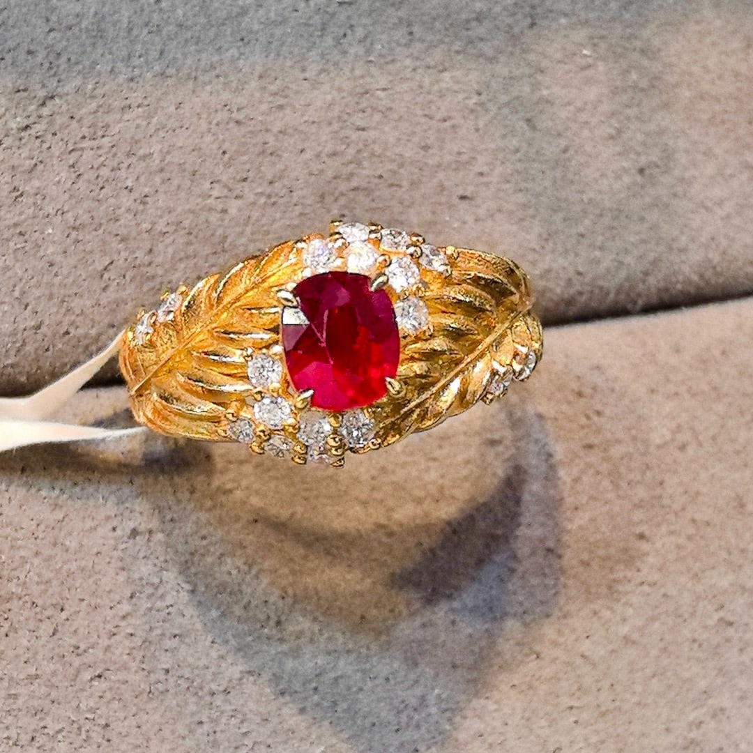 14k Gold 1.41 Ctw Natural Ruby & Diamond Ring - 2