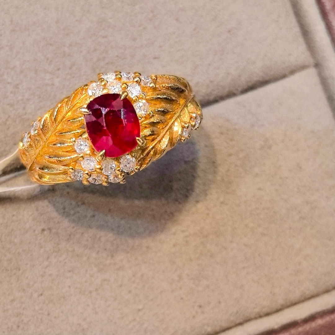 14k Gold 1.41 Ctw Natural Ruby & Diamond Ring - 4