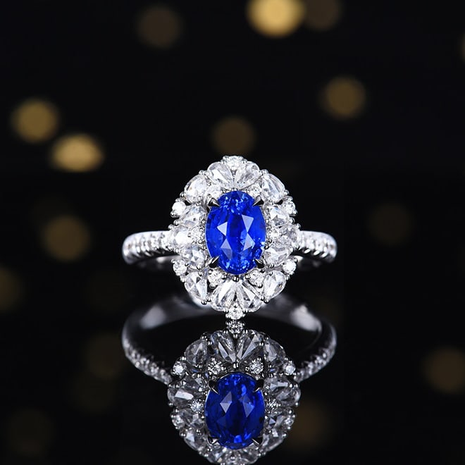14k Gold 3.03 Ctw Natural Sapphire & Diamond Ring/pendant( Without Chain ): Ref:230970396 // gold content:14k gold // ring size:7. 25us // // main gemstone:sapphire // shape:oval // carat weight:2. 21ct // color:cornflower blue // treatment:natural // // adjacent gemstone