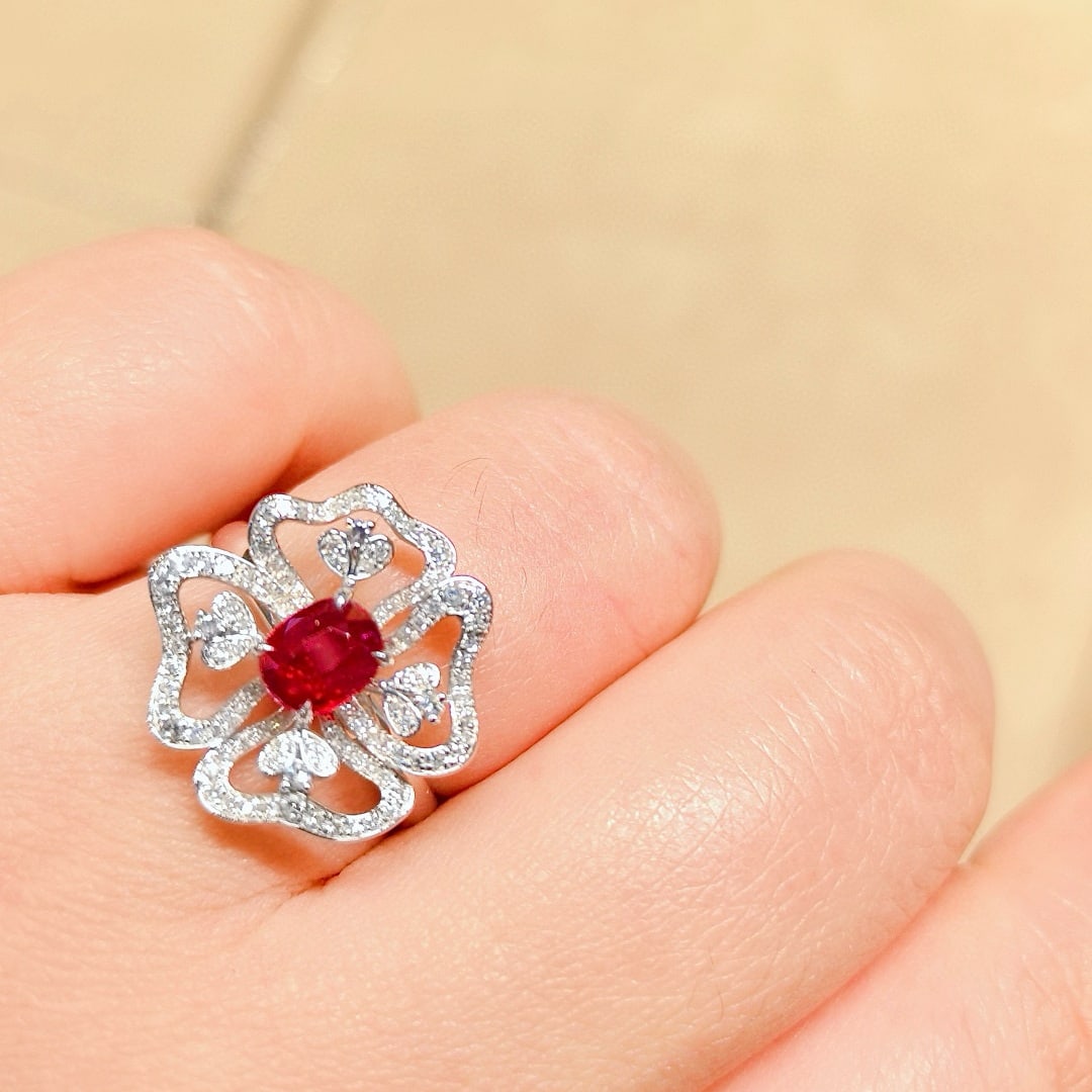 14k Gold 1.50 Ctw Natural Ruby & Diamond Ring - 6