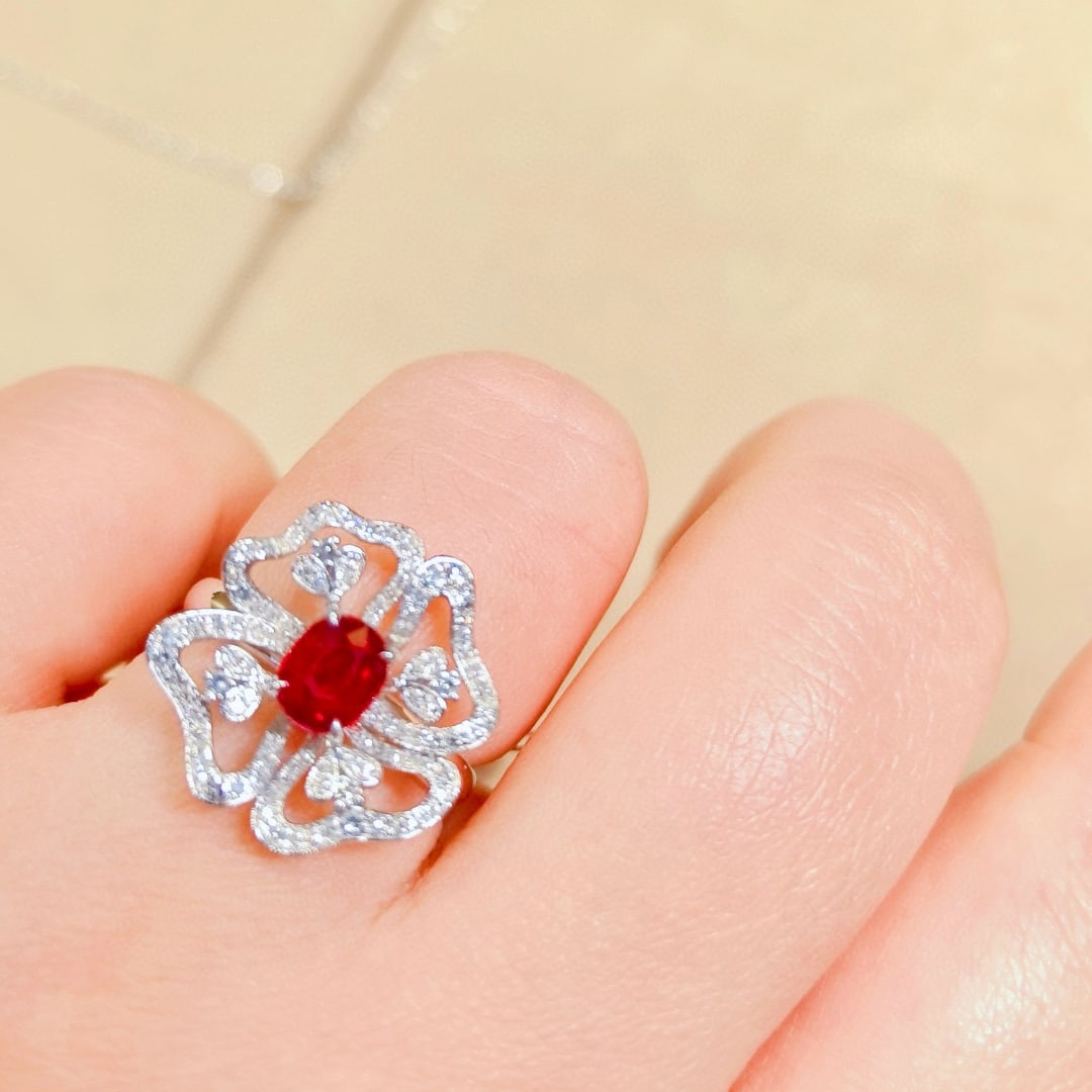 14k Gold 1.50 Ctw Natural Ruby & Diamond Ring - 7