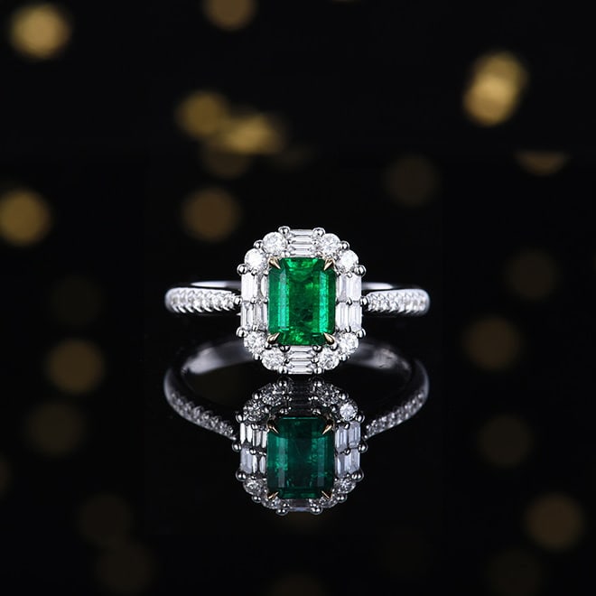 14k Gold 1.34 Ctw Vivid Green Natural Emerald & Diamond Ring/pendant( Without Chain ): Ref:230970405 // gold content:14k gold // ring size:7. 25us // // main gemstone:emerald // shape:octagonal // carat weight:0. 87ct // color:vivid green // treatment:natural // // adjacent gemstone