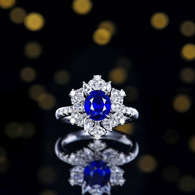 14k Gold 2.47 Ctw Natural Sapphire & Diamond Ring/pendant( Without Chain ): Ref:230970408 // gold content:14k gold // ring size:7. 25us // // main gemstone:sapphire // shape:oval // carat weight:1. 77ct // color:royal blue // treatment:natural // // adjacent gemstone 2 :