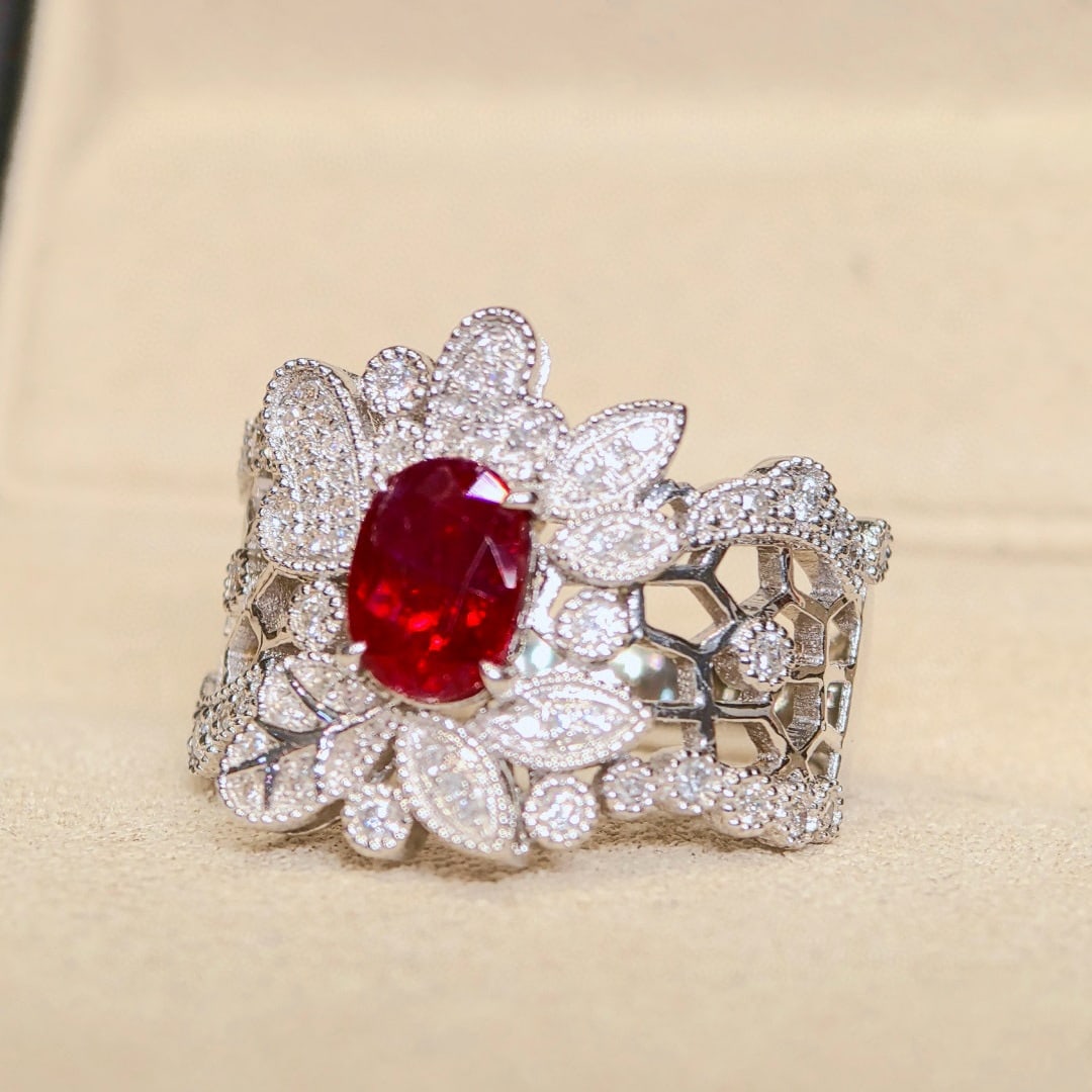 14k Gold 1.47 Ctw Natural Ruby & Diamond Ring - 3