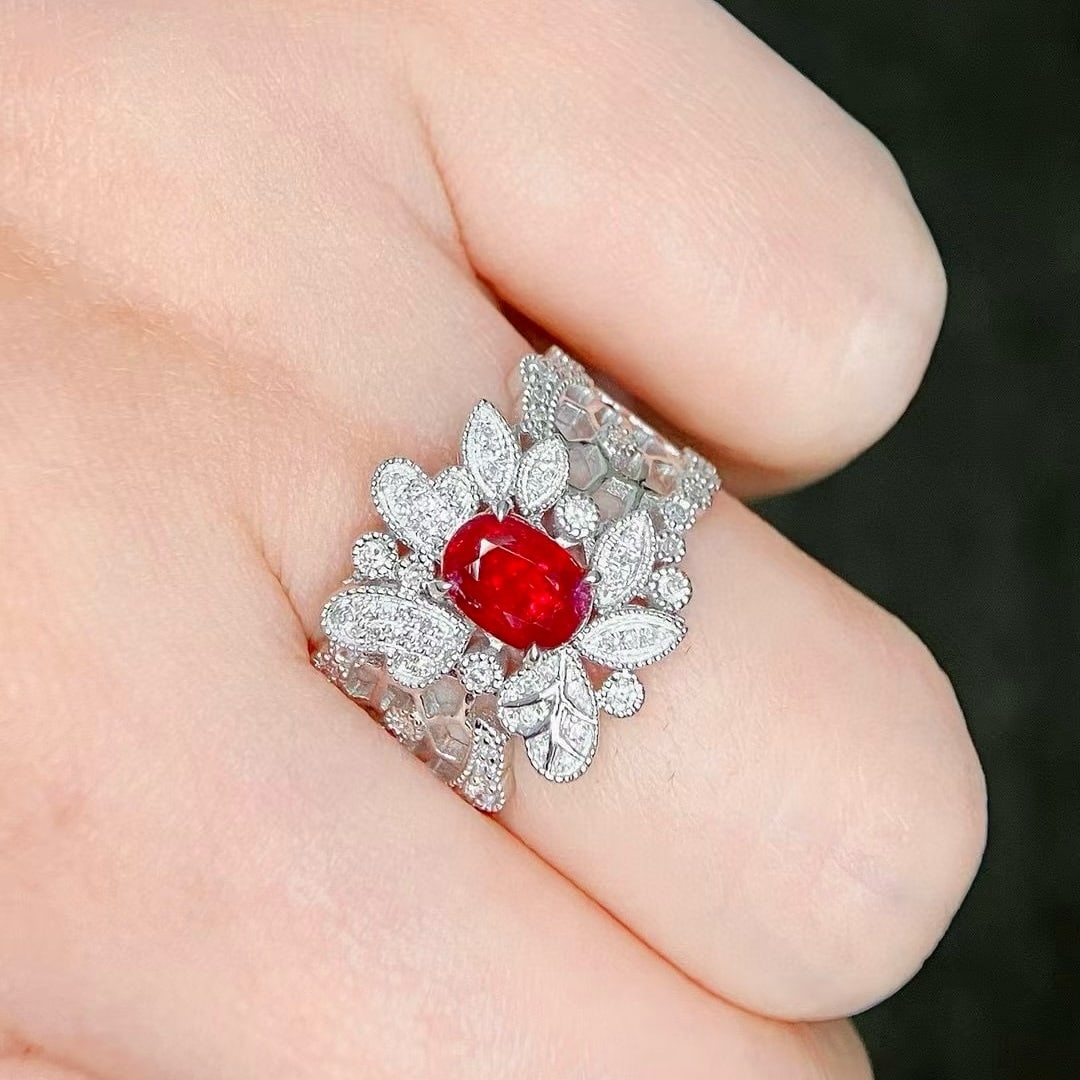 14k Gold 1.47 Ctw Natural Ruby & Diamond Ring - 4