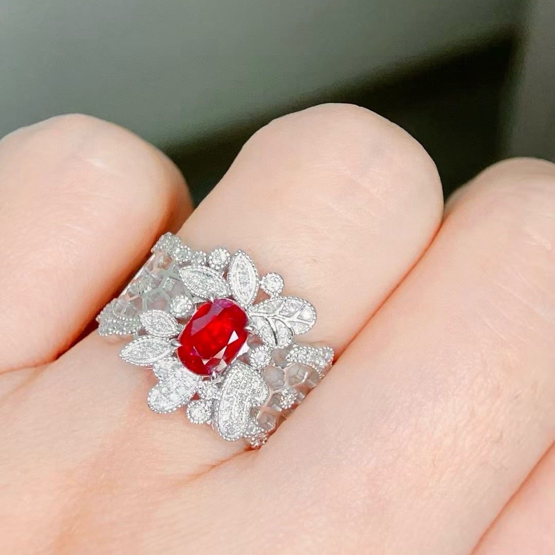 14k Gold 1.47 Ctw Natural Ruby & Diamond Ring - 5