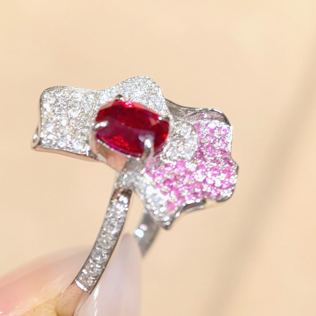 14k Gold 1.38 Ctw Natural Ruby & Diamond Ring - 2