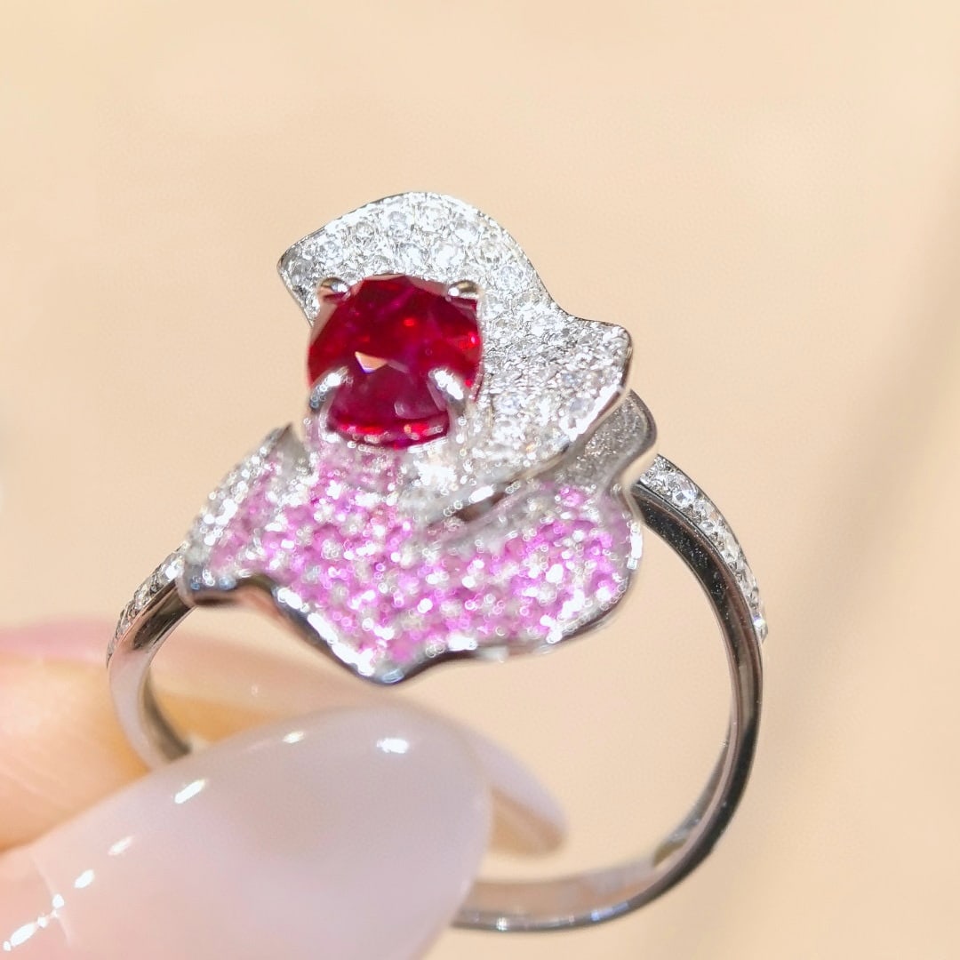 14k Gold 1.38 Ctw Natural Ruby & Diamond Ring - 3