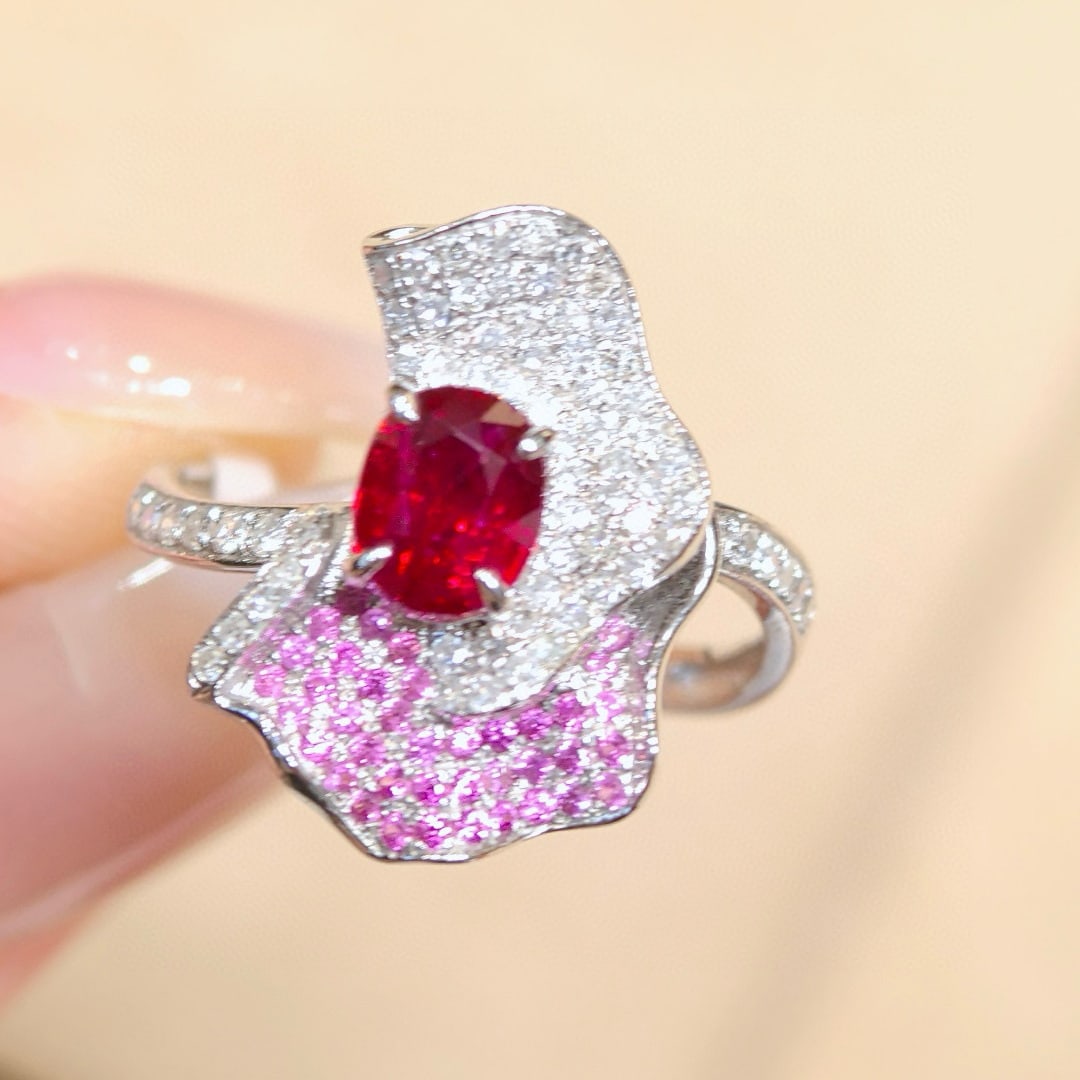 14k Gold 1.38 Ctw Natural Ruby & Diamond Ring - 4