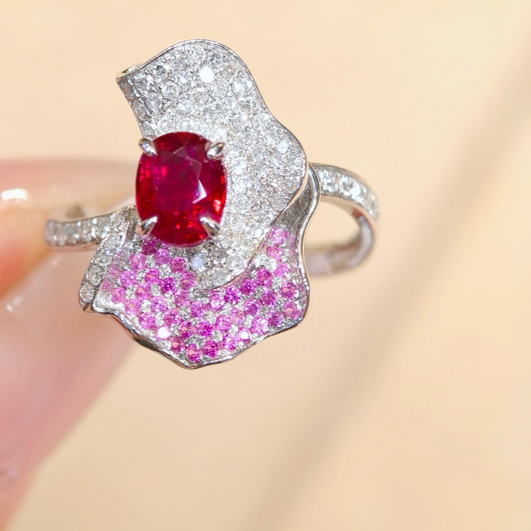 14k Gold 1.38 Ctw Natural Ruby & Diamond Ring - 5