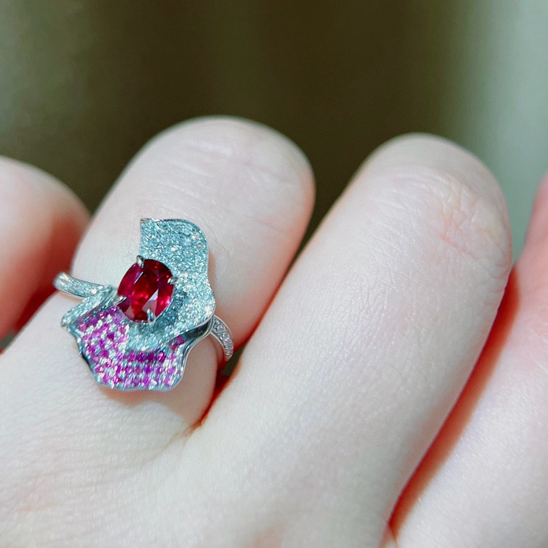 14k Gold 1.38 Ctw Natural Ruby & Diamond Ring - 7