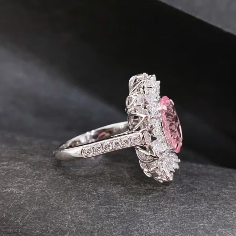 14k Gold 4.82 Ctw Natural Morganite & Sapphire Ring - 5