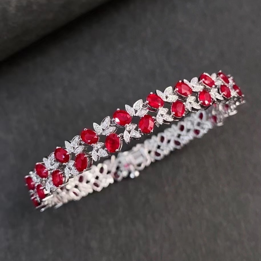 14k Gold 9.82 Ctw Natural Ruby & Diamond Bracelet (1 of 7)
