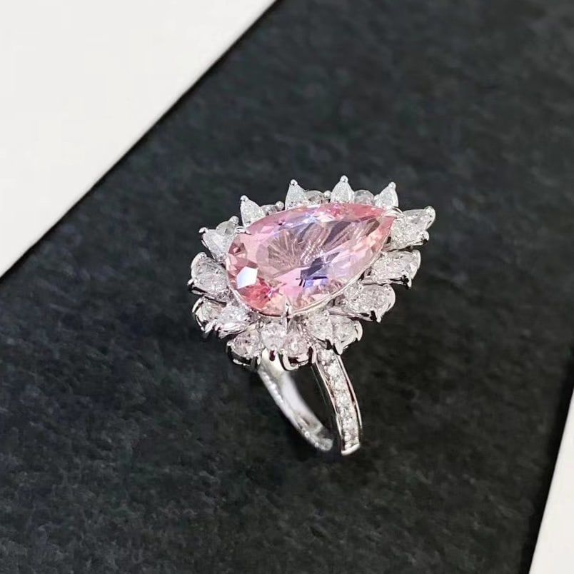 14k Gold 4.67 Ctw Natural Morganite & Diamond Ring - 2