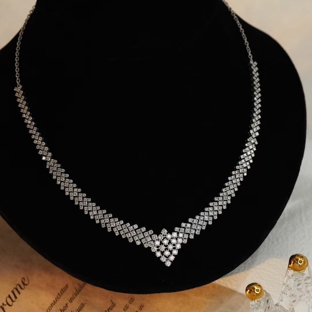 14k Gold 5.48 Ct Natural H Diamond Necklace (1 of 6)