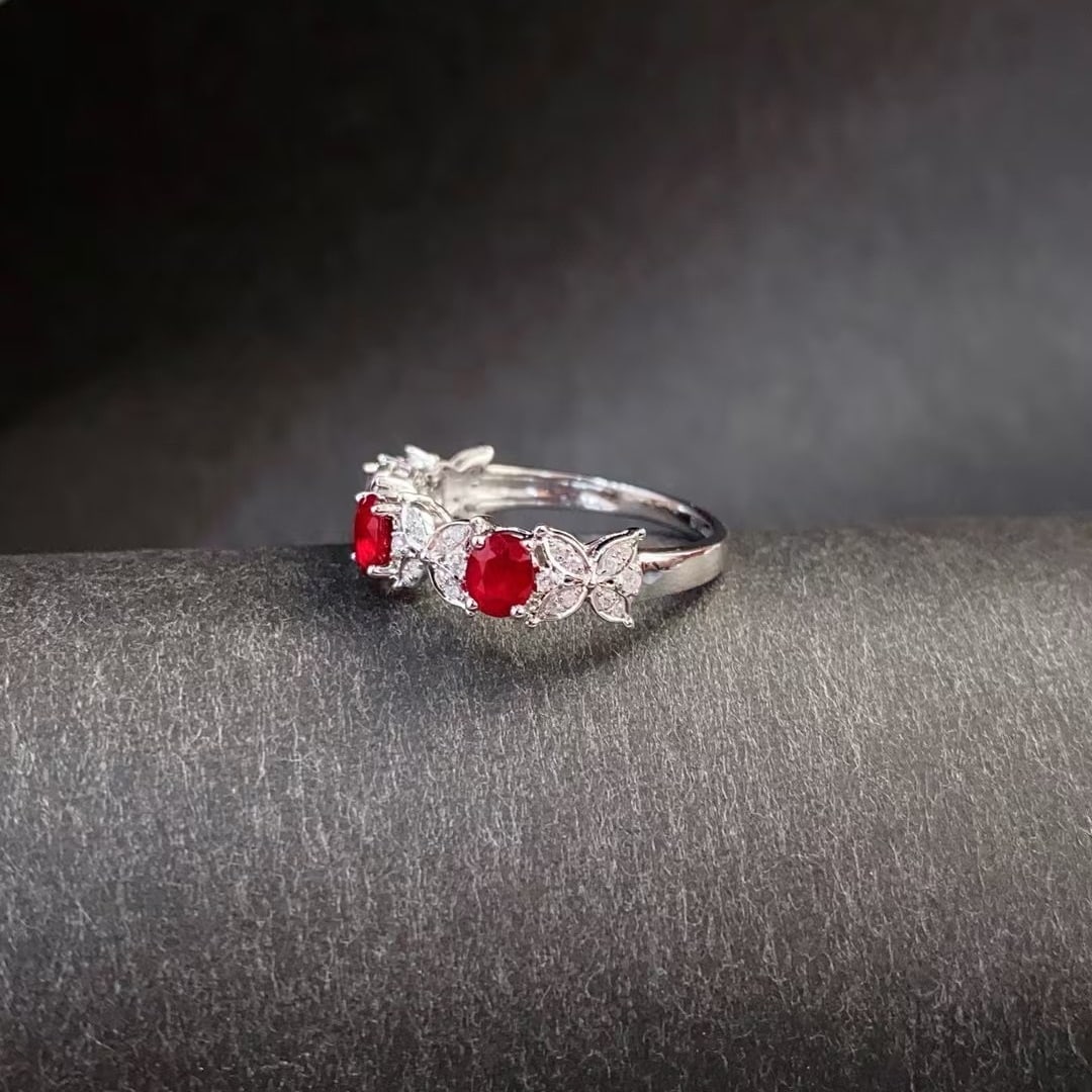 14k Gold 0.98 Ctw Natural Ruby & Diamond Ring - 2