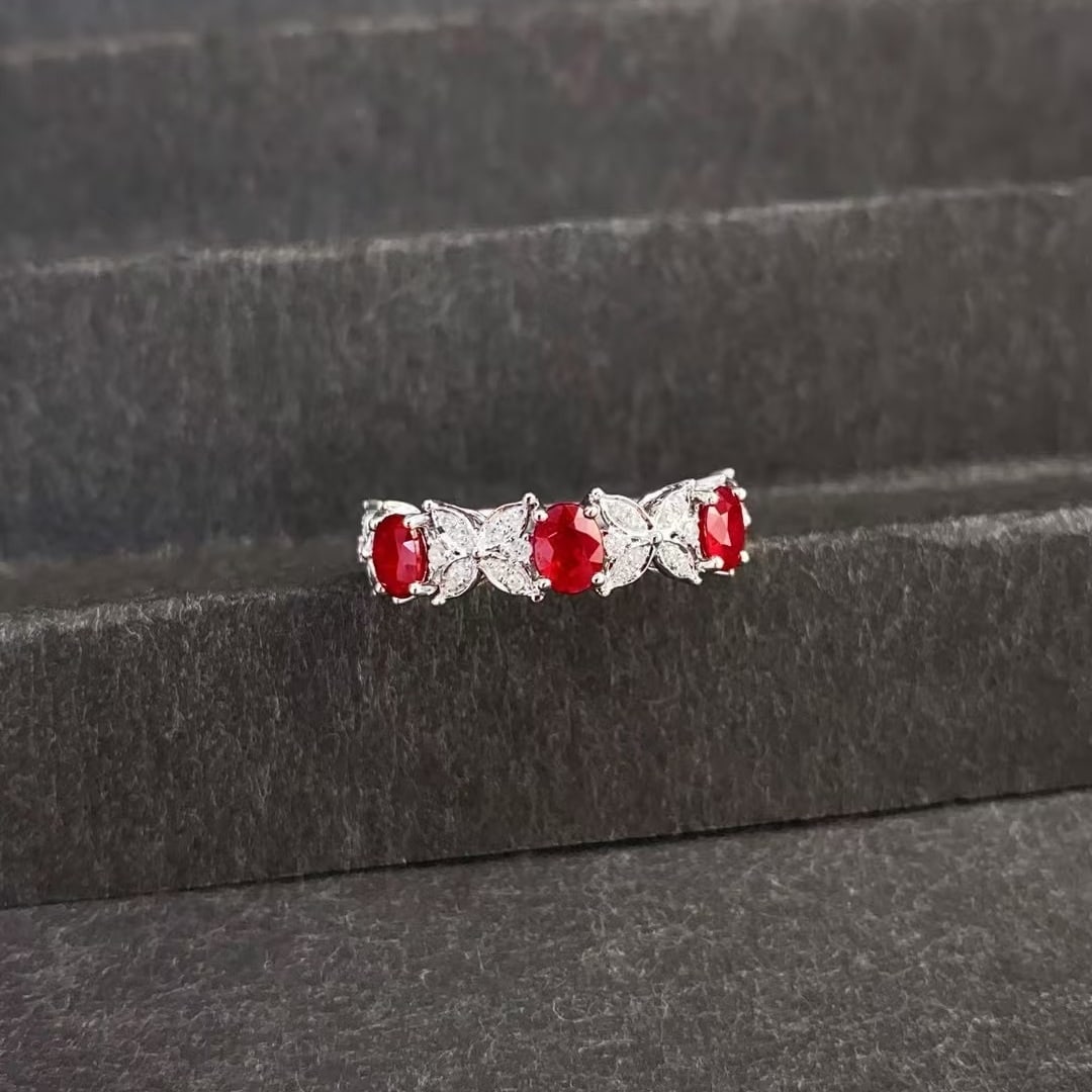 14k Gold 0.98 Ctw Natural Ruby & Diamond Ring - 3