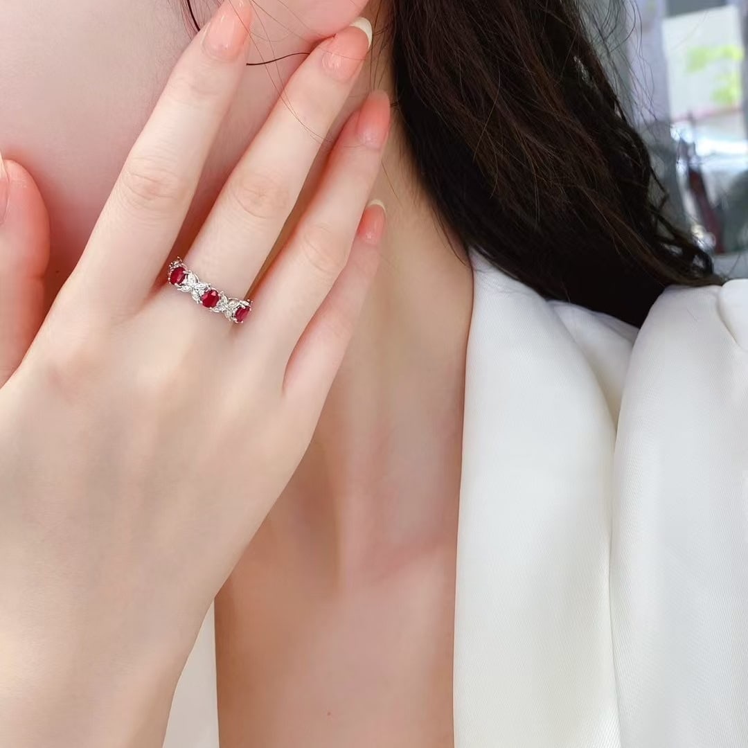 14k Gold 0.98 Ctw Natural Ruby & Diamond Ring - 5