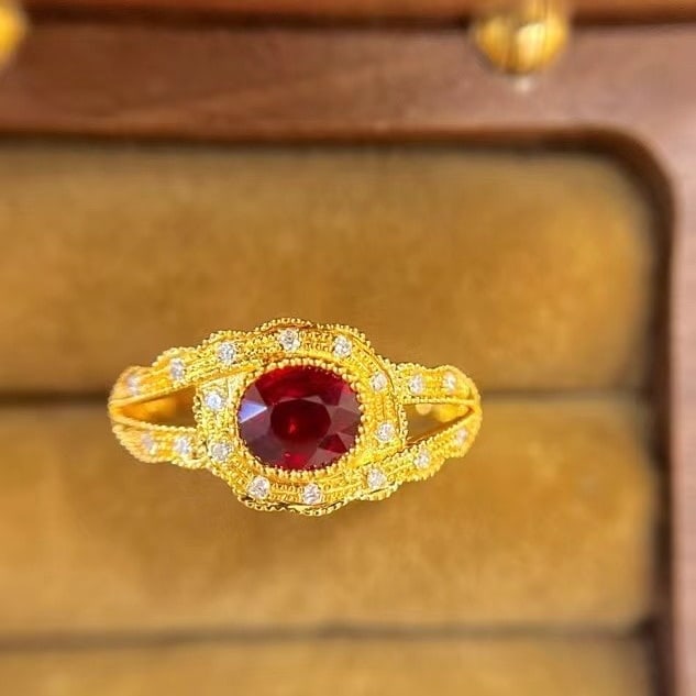 14k Gold 1.14 Ctw Natural Ruby & Diamond Ring - 3