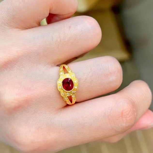 14k Gold 1.14 Ctw Natural Ruby & Diamond Ring - 4