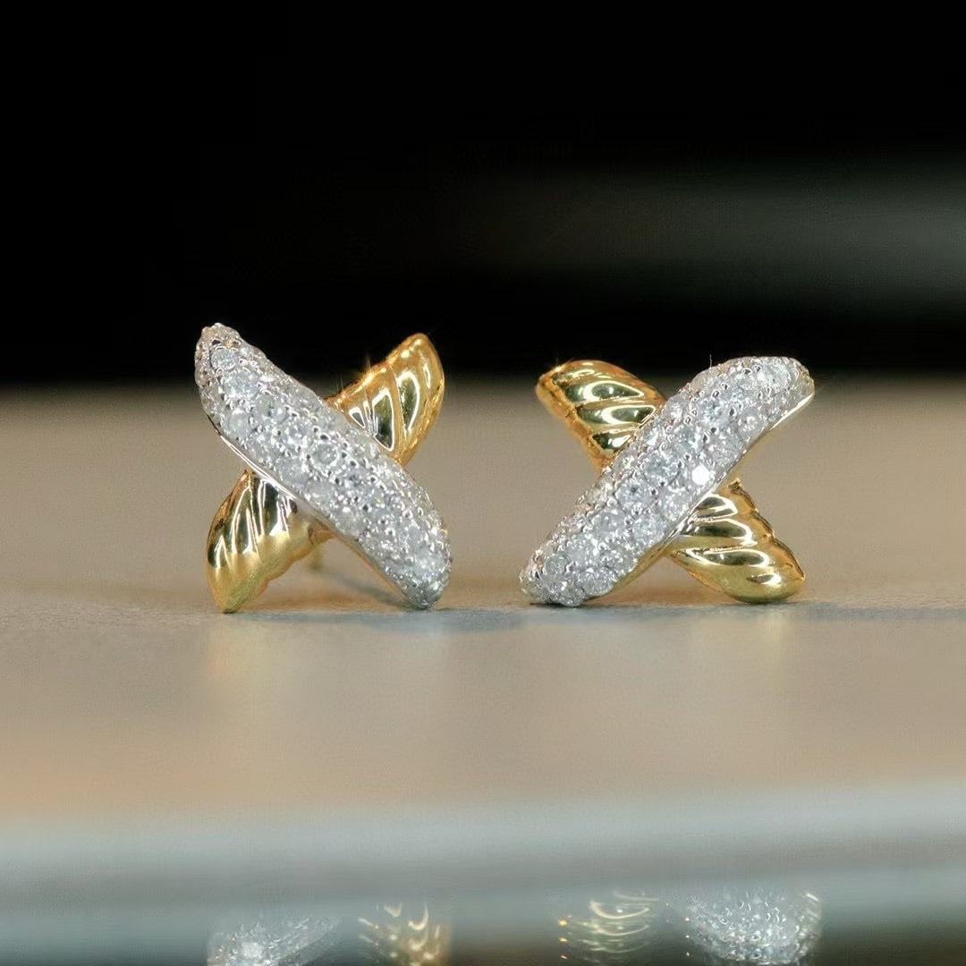 14k Gold 0.4 Ct Natural H Diamond Earrings: Ref:230971131 // gold content:14k gold // main gemstone:diamond // shape:round // carat weight:0. 4ct // clarity grade:vs-si // color:h // treatment:natural // cut grade:g // Condition: NewLow