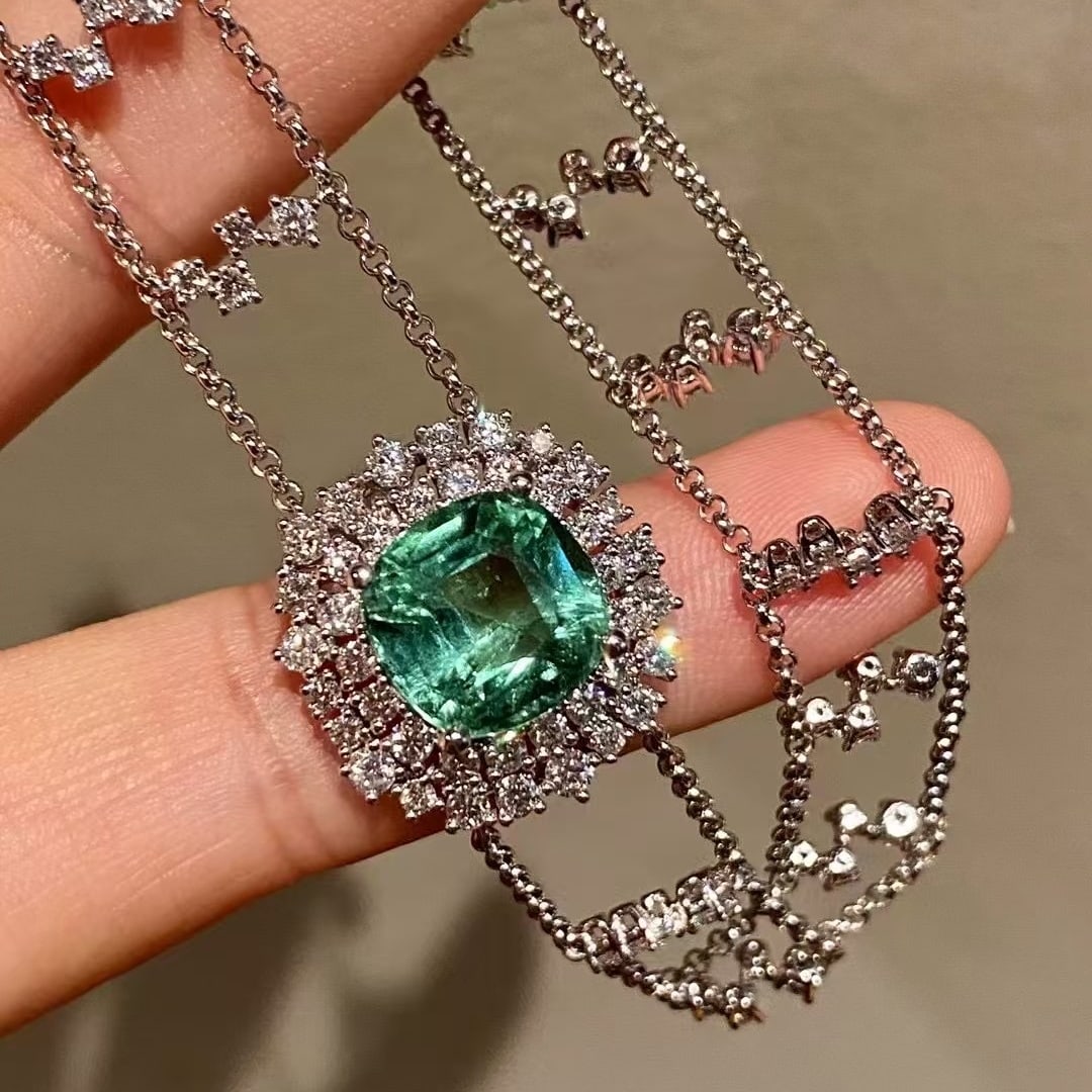 14k Gold 7.70 Ctw Natural Tourmaline & Diamond Necklace - 2