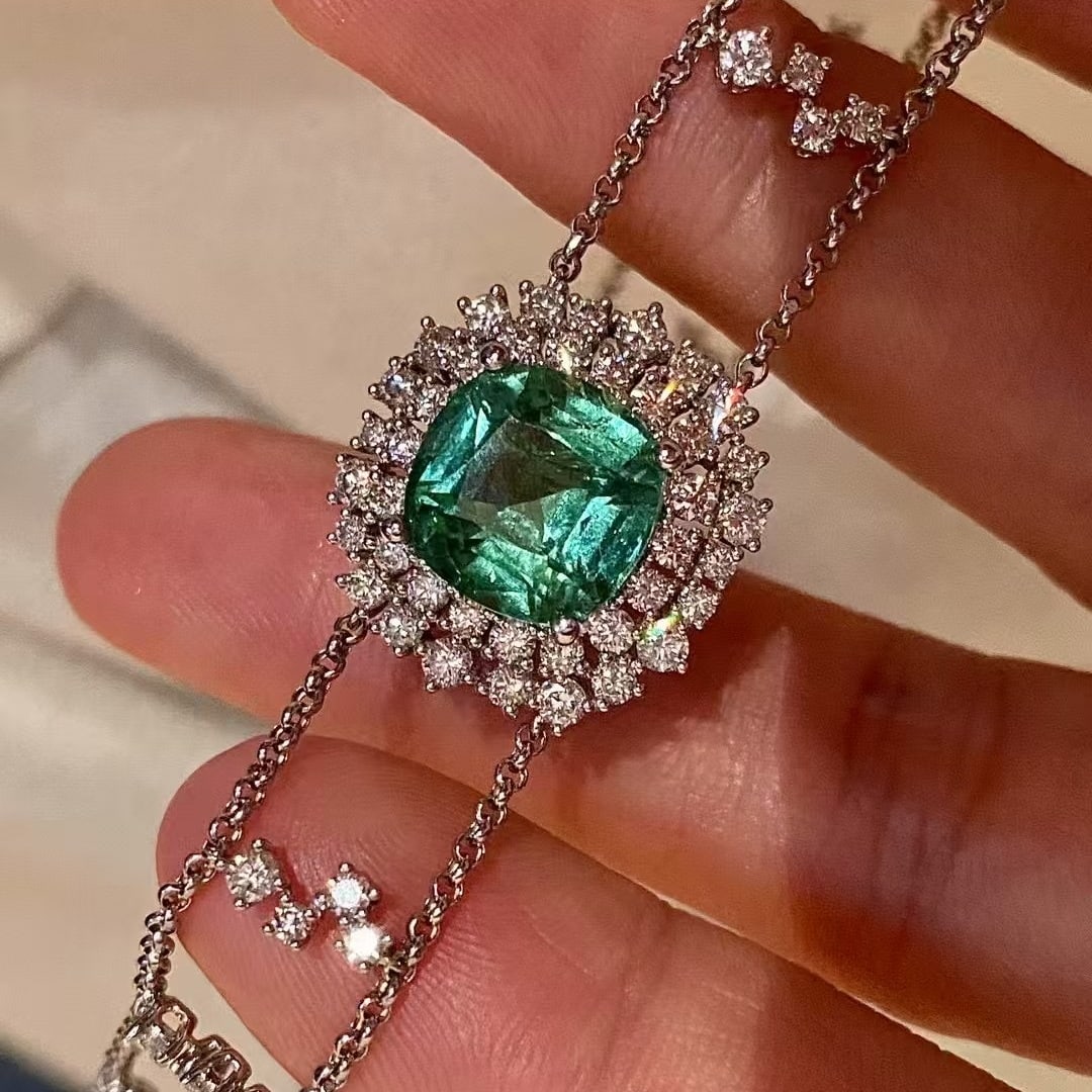 14k Gold 7.70 Ctw Natural Tourmaline & Diamond Necklace - 3