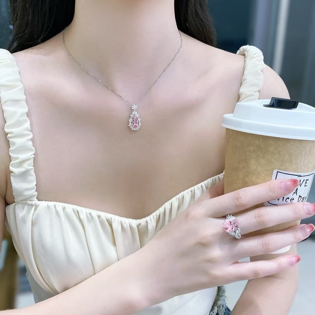 14k Gold 3.98 Ctw Natural Morganite & Diamond Ring - 3