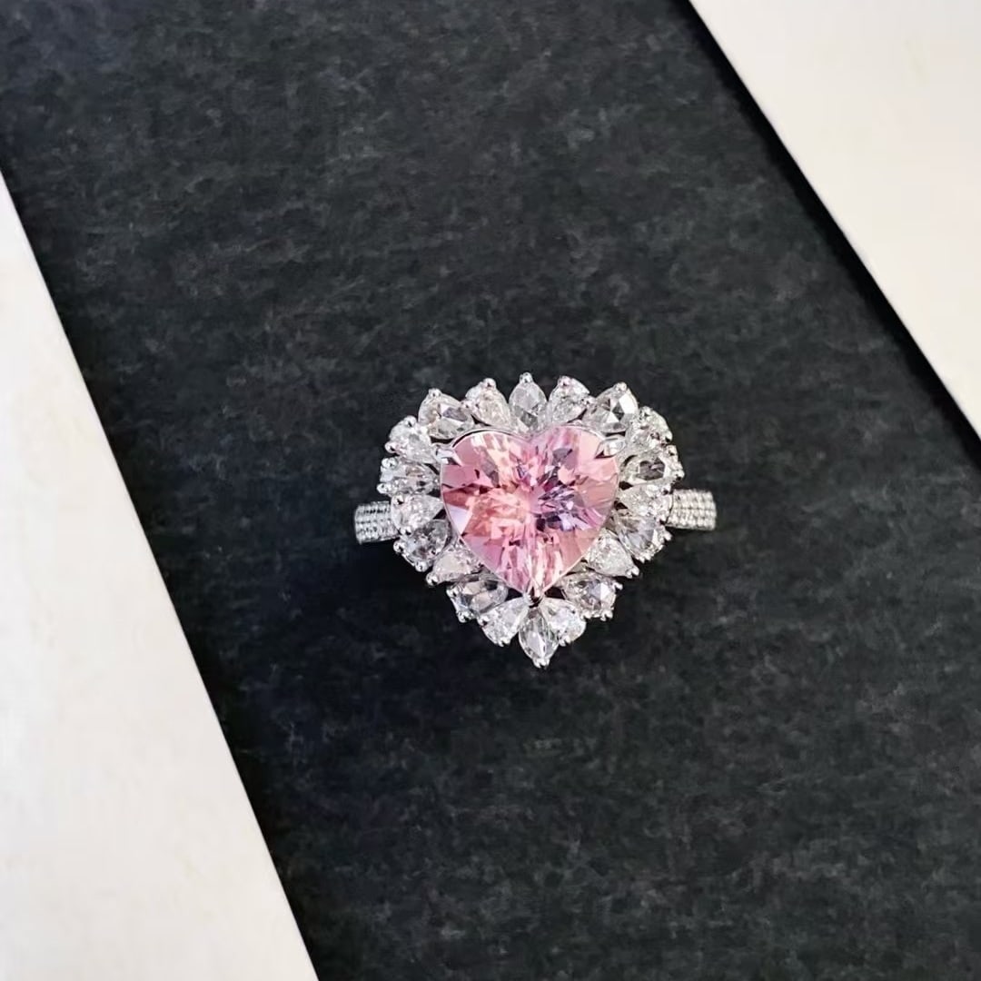 14k Gold 2.87 Ctw Natural Morganite & Diamond Ring - 3