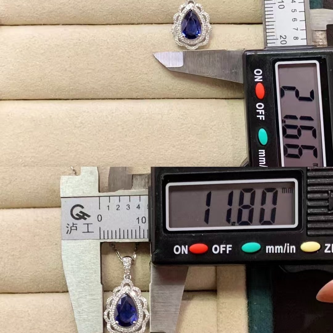 14k Gold 1.65 Ctw Natural Sapphire & Diamond Pendant( Without Chain ) - 5