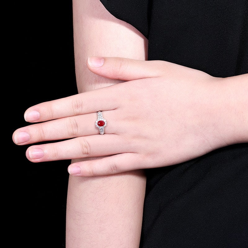 14k Gold 1.54 Ctw Natural Ruby & Diamond Ring - 8