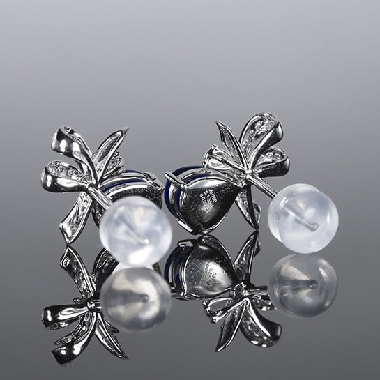 14k Gold 1.79 Ctw Natural Sapphire & Diamond Earrings - 4