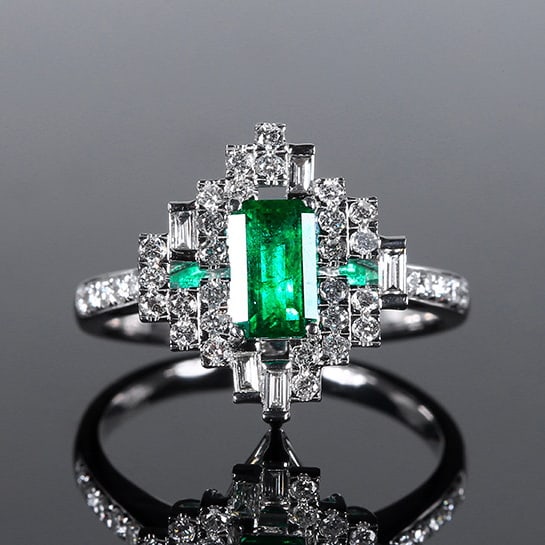 14k Gold 1.15 Ctw Vivid Green Natural Emerald & Diamond Ring/pendant( Without Chain ): Ref:230972030 // gold content:14k gold // ring size:7. 25us // // main gemstone:emerald // shape:octagonal // carat weight:0. 66ct // color:vivid green // treatment:natural // // adjacent gemstone