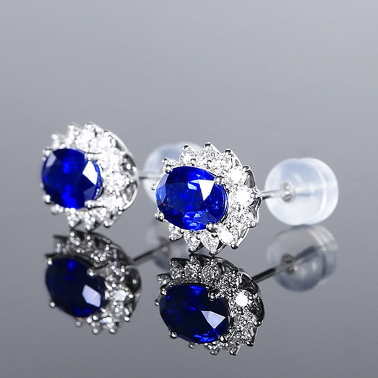 14k Gold 2.52 Ctw Natural Sapphire & Diamond Earrings - 2