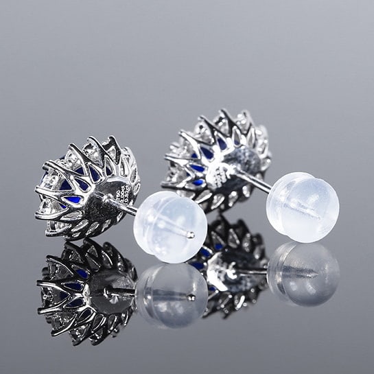 14k Gold 2.52 Ctw Natural Sapphire & Diamond Earrings - 4