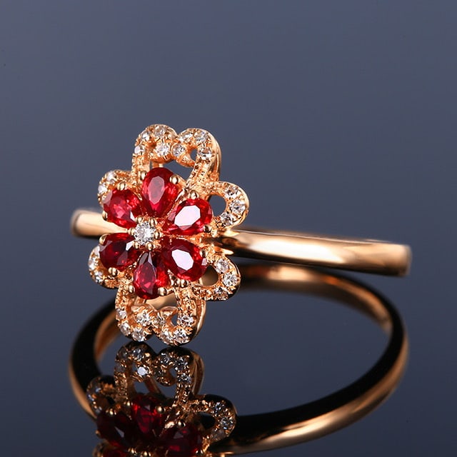 14k Gold 0.43 Ctw Natural Ruby & Diamond Ring - 2