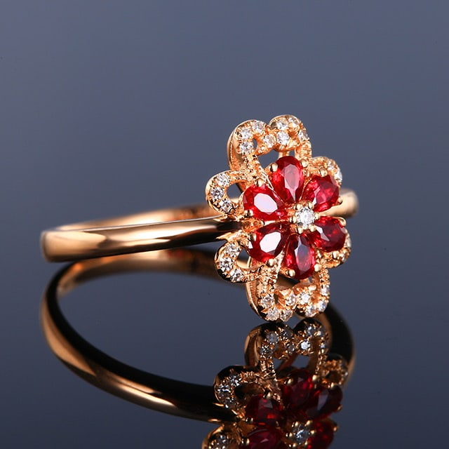 14k Gold 0.43 Ctw Natural Ruby & Diamond Ring - 3