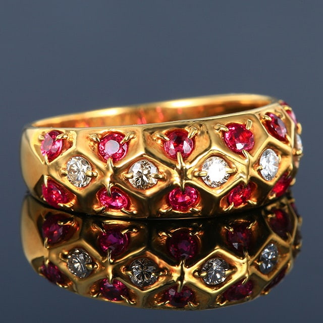 14k Gold 1.25 Ctw Natural Ruby & Diamond Ring - 2