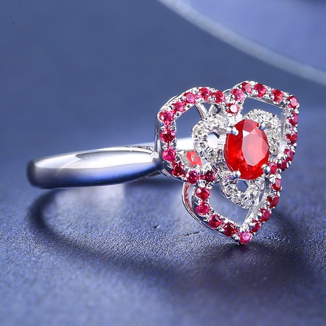 14k Gold 0.38 Ctw Natural Ruby & Diamond Ring - 3